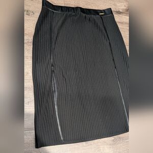 Andrew Marc Black Textured Midi Skirt